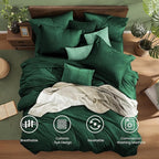 Monbix Full Size Comforter Set, Emerald Green Bedding Comforter for Full Size Bed Set Reversible, Bedding Sets Full 7 Pieces, Cationic Dyeing Bed in a Bag with Comforter, Sheets, Pillowcases & Shams