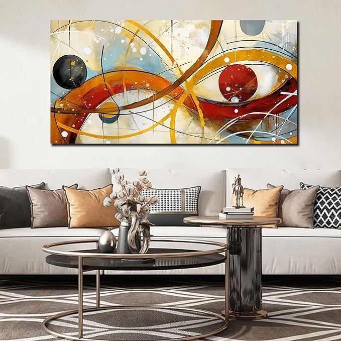 Large Abstract Canvas Wall Art for Living Room Bedroom Home Office Modern Wall Decor Line Geometric Abstract Picture Framed Canvas Prints Size 30x60