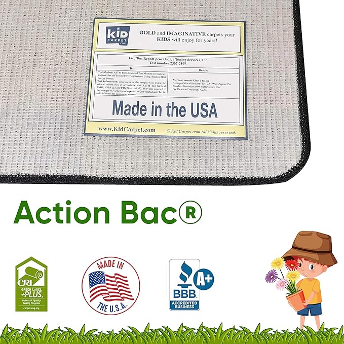 KIDCARPET.COM Alphabet Garden Rectangle Classroom Rug | Bordered Area Rug for Preschool Daycare Learning, 6' x 8'6"