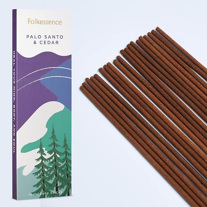 Folkulture Incense Sticks (75 Sticks) |8" Holy Palo Santo & Cedar Incense Sticks For Spritual, Inciensos para Sacar Malas Energias | No Charcoal,Organic,Non Toxic, 45 Mins, Long Burning Insence-Sticks