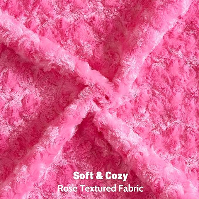 FUTEI Hot Pink Decorative Throw Pillow Covers 16x16 Inch Set of 2,Soft Solid Rose Swirl Textured Cushion Case,Valentine's Day Decor for Couch Living Room
