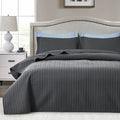 Maple&Stone Quilt Set Twin/Twin XL, Lightweight Charcoal Grey Bedspread Ultrasonic Chevron Pattern Light Coverlet for All Season Comforter Bedding Decor - 2 Piece Twin Extra Long Bed Cover Sets