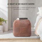 Anji Mountain 100% Handmade & Handcrafted Comfortable Home Décor Pouf Ottoman Footrest for Living Room, Bedroom, Nursery, Kidsroom, Patio Furniture - (20" x 20" x 20" - Teak)