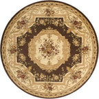 Rugs.com Chateau Collection Rug – 8 Ft Round Brown Medium Rug Perfect for Kitchens, Dining Rooms