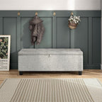 24/7 Shop at Home Sacallant Modern Linen Storage Bench with Button-Tufted Lift-Top, Upholstered Footstool, Rectangular Ottoman for Living Room, Bedroom, Entryway, Off White