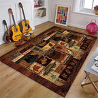 Cabin Collection Rug Vintage Southwestern Nature Landscape and Wild Animals Design Area Rugs Contemporary Geometric Stitching Carpets Bordered by Wooden Barn for Dining Room Laundry Bedsides, 3x5ft