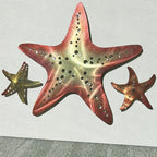 LiveInUrban Coastal Wall Art Starfish Metal Wall Sculptures, Ocean Beach Themed Metal Hanging Home Decoration 3PCS 15.6"x12.7"