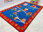 KIDCARPET.COM Hoot Hoot Owls Rectangle Classroom Rug | Bordered Area Rug for Preschool Daycare Learning, 4' x 6'