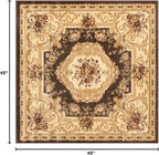Rugs.com Chateau Collection Rug – 4 Ft Square Brown Medium Rug Perfect for Living Rooms, Kitchens, Entryways
