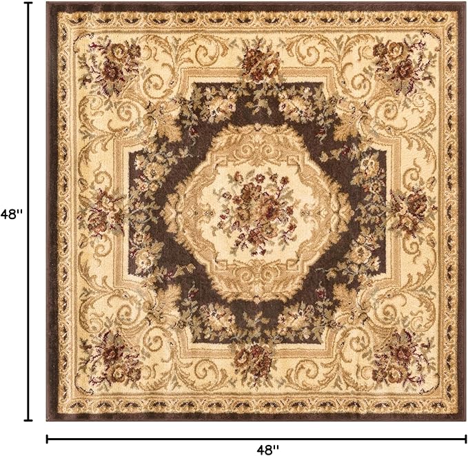 Rugs.com Chateau Collection Rug – 4 Ft Square Brown Medium Rug Perfect for Living Rooms, Kitchens, Entryways
