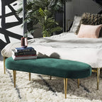 Safavieh Home Collection Corinne Emerald and Gold Velvet Oval Bench