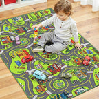 Upgrade Ultra Non Slip Kids Car Rug, Kids Road Playmat Rug for Toy Cars, Educational Town City Map Washable Carpet for Boy Playroom Bedroom, Safer Car Track Play Mat for Children Baby Toddler, 60"x36"