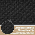 PURE ERA Bullnose Carpet Stair Treads Tape Free Non-Slip Indoor Stair Protectors Pet Friendly Stair Treads for Wooden Steps 9.5" x 30"(14 Pieces,Black Mini-Diamond Trellis)
