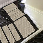 PURE ERA Carpet Stair Treads Tape Free Non Slip Indoor Stair Carpet Stair Protectors Pet-Friendly Non-Slip Skid Resistant Washable Reusable 8" x 30"(14 Pieces,Cream Gray Diamond Trellis)