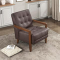 Lexicon Modern Accent Chair, Luxury Genuine Leather Match Living Room Chair with Tufted Cushions, Solid Wood Frame and Arm Rest, Comfy Upholstered Single Seat for Bedroom/Reading/Office, Dark Brown