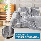 HAOMAIJIA Non Slip Couch Cover Sofa Covers for 3 Cushion Couch Washable sectional Couch Covers for Dogs pet Furniture Protector Couch Cover Blanket for Living Room (Grey-Cream, 71"x134")