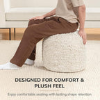 Anji Mountain 100% Handmade & Handcrafted Comfortable Home Décor Pouf Ottoman Footrest for Living Room, Bedroom, Nursery, Kidsroom, Patio Furniture - (22" x 22" x 17" - Ivory)