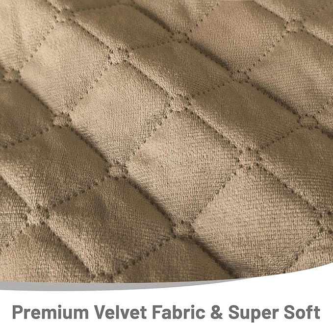 Recliner Sofa Covers 100% Waterproof Recliner Cover Washable Velvet L Shape Recliner Couch Covers for Sofa Pets Anti Slip Recliner Slipcovers with Pockets (5 Seat Sofa, Light Brown)