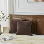 GAWAMAY Decorative Square 16x16 Inch Throw Pillow Covers Set of 2, Super Soft Chenille Pillows Farmhouse Fall Pillowcase for Living Room Bedroom Sofa Couch Cushion Cover Coffee 40x40cm (No Inserts)