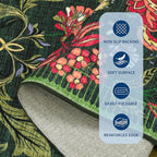 GarveeHome Forest Green Floral Botanical Washable 9x12 Rug for Living Room Soft Vintage Boho Cottage Large Rugs Low-Pile Carpet for Bedroom Dining Nursery Rug