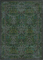 Lessymo Floral Living Room Rug 5x7 Area Rug, Vintage Forest Washable Rugs for Dining Room, Bedroom, Low Pile Non Slip Rubber Green Mat, Vintage Distressed Boho Flower Print, Forest Green