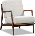 Poly & BARK Verity Fabric Accent Chair – Fabric Armchair with Walnut Wood Frame – Fashion-Forward Lounge Seating for Living Room – Upholstered in Bright Ash
