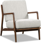 Poly & BARK Verity Fabric Accent Chair – Fabric Armchair with Walnut Wood Frame – Fashion-Forward Lounge Seating for Living Room – Upholstered in Bright Ash