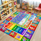 8x10 Kids Rug for Classroom & Playroom - ABC Alphabet Educational Area Rug with Animals Numbers & Colors - Non-Slip Carpet Playmat for Nursery Preschool Elementary