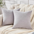 GAWAMAY Decorative Chenille Throw Pillow Covers 24x24 Inch Pack of 2, Soft Square Couch Pillow Cover for Sofa Cushion Living Room Bedroom Solid Dyed Pillowcases Light Grey 60x60cm (ONLY Covers)