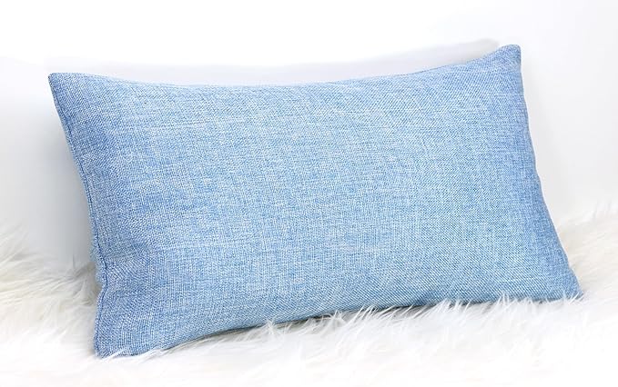 Aiking Home Woven Fine Faux Linen Throw Pillow Cover, Size 14"x26", Slate Blue