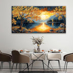 Large Wall Art For Living Room Canvas Art Wall Decor Modern Artwork Gold Tree River Sunrise Landscape Paintings Print Pictures For Bedroom Apartment Office Mural Aesthetic Artwork 29 X 58 In