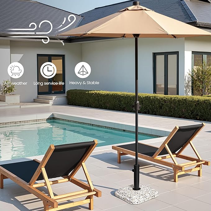 Patio Umbrella Base, 45lbs, Square Cobblestone Concrete Stand, Heavy Duty Market Umbrella Stand for Outdoor, Lawn, Deck, Poolside