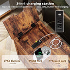 IRONCK End Table with Charging Station, Narrow Side Table for Living Room, Farmhouse Night Stand for Bedroom, Bedside Table with Storage and Drawer for Home, Vintage Brown