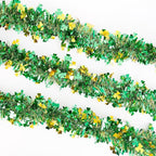 St Patricks Day Garland Decor,50Ft Glitter Tinsel Irish Shamrock Garland Decorations for Tree Mantle Bedroom Office Classroom Party Indoor Outdoor Holiday Home Green Gold