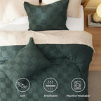 Bedsure Boho Kids Duvet Cover Queen Size（Duvet Insert/Comforter not Included - Ch eckered Duvet Cover Queenfor All Seasons,Soft Shabby Chic Boho Bedding (Green, 90" x 90")