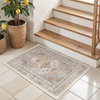 Entryway Rug - 2x3 Washable Rug Runner for Bathroom, Laundry Room, Kitchen, Soft Vintage Hallway Runner for Bedroom, Non-Slip Door Mat Indoor Entrance(Orange,2'x3')