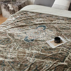 Oversized Vintage Pattern Blanket 120x120 Inches, Giant 10'x10' for Bed, Travel, and Camping, Extra Large Soft Blanket for The Whole Family and Outdoor, Brown