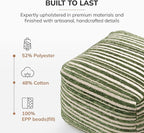 Anji Mountain Artisan Crafted Cotton Blend Pouf Ottoman | Versatile Floor Seating & Footstool for Living Room | Modern Boho Home Décor Accent | Filled Pouffe