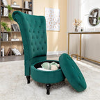 Royal High-Back Velvet Accent Chair for Vanity with Storage and Luxurious Upholstery, Retro Design and Versatile Usage for Living Room, Bedroom, Lounge and Office, Green