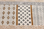 Area Rug 7' Square Rug Brown & Black Cotton Dhurrie Geometric Thick 0.19 inches Stone Easy Washable Rug Hand Wash Cotton Carpet Flatweave Rug Indoor Outdoor Rugs for Hall Room, Dining Room