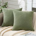 GAWAMAY Decorative Chenille Throw Pillow Covers 24x24 Inch Pack of 2, Soft Square Couch Pillow Cover for Sofa Cushion Living Room Bedroom Solid Dyed Pillowcases Sage Green 60x60cm (ONLY Covers)