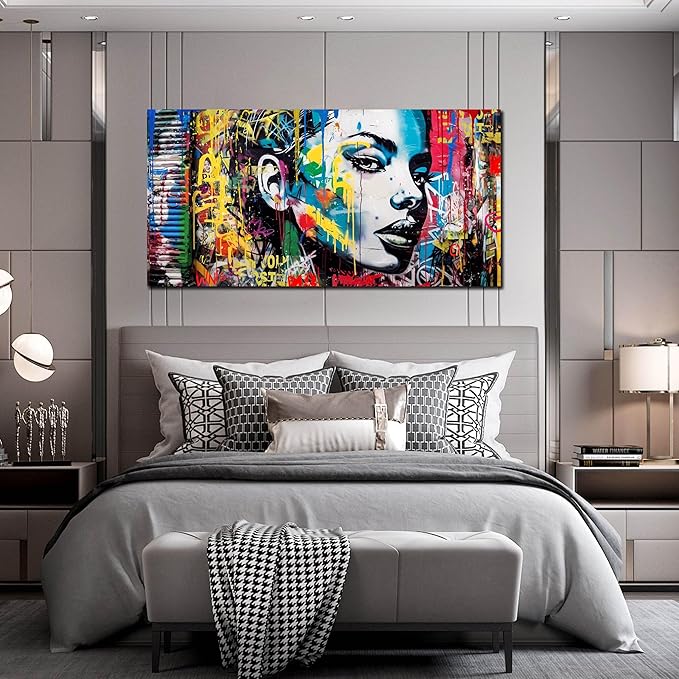 African American Wall Art - Graffiti Art Wall Decor Bedroom - Colorful Wall Decor for Teen Girls Size 24" x 48"