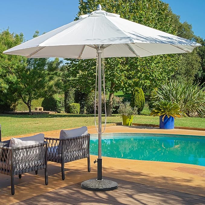 Tangkula 22 LBS Patio Umbrella Base, Round Outdoor Umbrella Stand W/Adjustable Knob, Rattan Pattern, All-Weather Umbrella Base Holder for Poolside, Yard, Street
