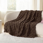 Bedsure GentleSoft Fall Throw Blanket for Couch Brown - Checkered Fleece Blankets Gifts for Women Men Girls, Cute Soft Cozy Throw for Bedroom Home Decor Gifts, 50x60 Inches