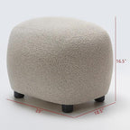 KINWELL Round Boucle Upholstered Ottoman Chair, Footstool with Soft Padded Seat, Fully Assembled Modern Sofa Couch Footrest, Extra Seating for Bedroom Entryway, Taupe(18.5" D x 23" W x 16.5" H)