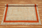 Area Rug 9' Square Rug Bronze & Black Cotton Dhurrie Oriental Thick 0.19 inches Stone Easy Washable Rug Hand Wash Cotton Carpet Flatweave Rug Indoor Outdoor Rugs for Hall Room, Dining Room