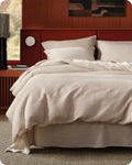 Bedsure Cotton Duvet Cover Full - 100% Cotton Waffle Weave Beige Duvet Cover Set, GentleSoft™ and Breathable Bedding Set for All Season, 3 Pieces, 80"x90"