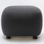 KINWELL Round Boucle Upholstered Ottoman Chair, Footstool with Soft Padded Seat, Fully Assembled Modern Sofa Couch Footrest, Extra Seating for Bedroom Entryway, Dark Gray(18.5" D x 23" W x 16.5" H)