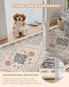 Runner Rug 2x8 Runners for Hallways Non Slip Washable, Vintage Hallway Runner Rugs for Living Room, Low Pile Soft Hallway Rug for Kitchen Bedroom Laundry Room Rug(Blue/Red/Multi,2'x8')