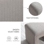 Get Set Style Vanity Stool Chair,Modern Boucle Ottoman Foot Stool with Wooden Legs Sofa Bench Footstool Extra Seat for Vanity,Makeup Room,Living Room,Entryway,Office (Fully Assembled) (Taupe)